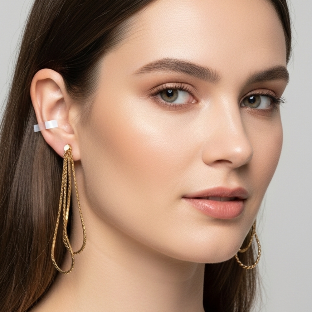 Antique Elegant 18k Gold Drop 3.5 Inch Dangle Earrings